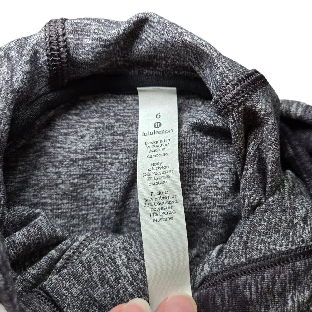 Lululemon Warm Stabilizer 1/2 Zip Hoodie Incognito Camo HTR Black Size 6 - Picture 14 of 14